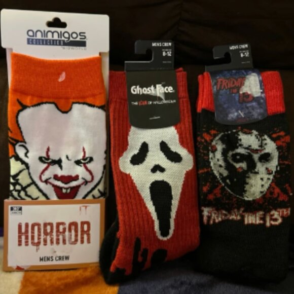 Bioworld 3x Pairs Mens Crew Socks Horror Characters Brand New! - Picture 1 of 2